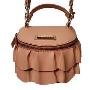 Tahari Pink Ruffle Crossbody Purse Cute & Stylish Handbag with Removeable Strap